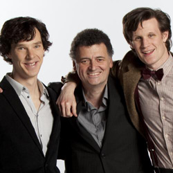 Steven Moffat, Benedict Cumerbatch and Matt Smith