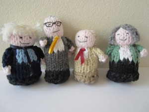 Knitted politicians by Heather Brown
