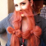Whiskerina Woman in Red Bow Beard
