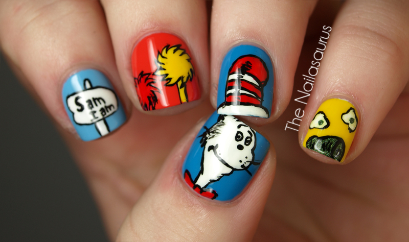 Cat in the Hat nail art