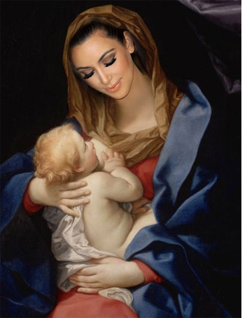 Kardashian_Madonna Kim Kardashian is the Madonna with Child in Fan Art