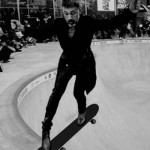 Christophe Waltz on a skateboard