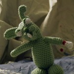 An amigurumi zombie rabbit, pattern by Shawna at Crochetbot3000
