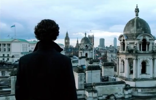 Sherlock, gazing down at London