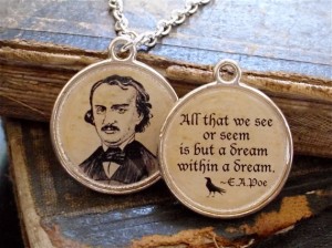 Edgar Allen Poe necklace with The Raven quote from Etsy's The Lycine Contingency 