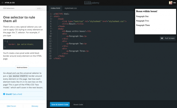 Codecademy screenshot