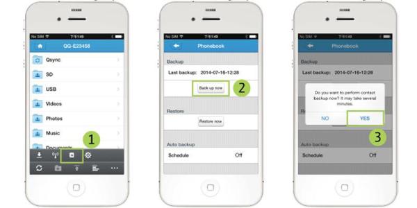Qfile by QNAP - backing up contacts